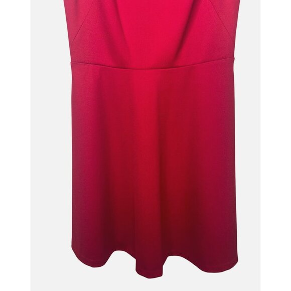 Amanda Uprichard Red Shosha Split Neck Ponte Mini Dress Back Zip Closure Medium - Picture 11 of 16